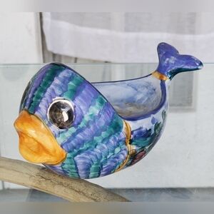 Ceramic Hand Painted Fish Soap Dish, Very Unique & Rare, Small Chips As Shown